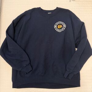 Men’s Gildan Chicago Blackhawks Fire Dept Navy Crewneck Sweatshirt - 2XL